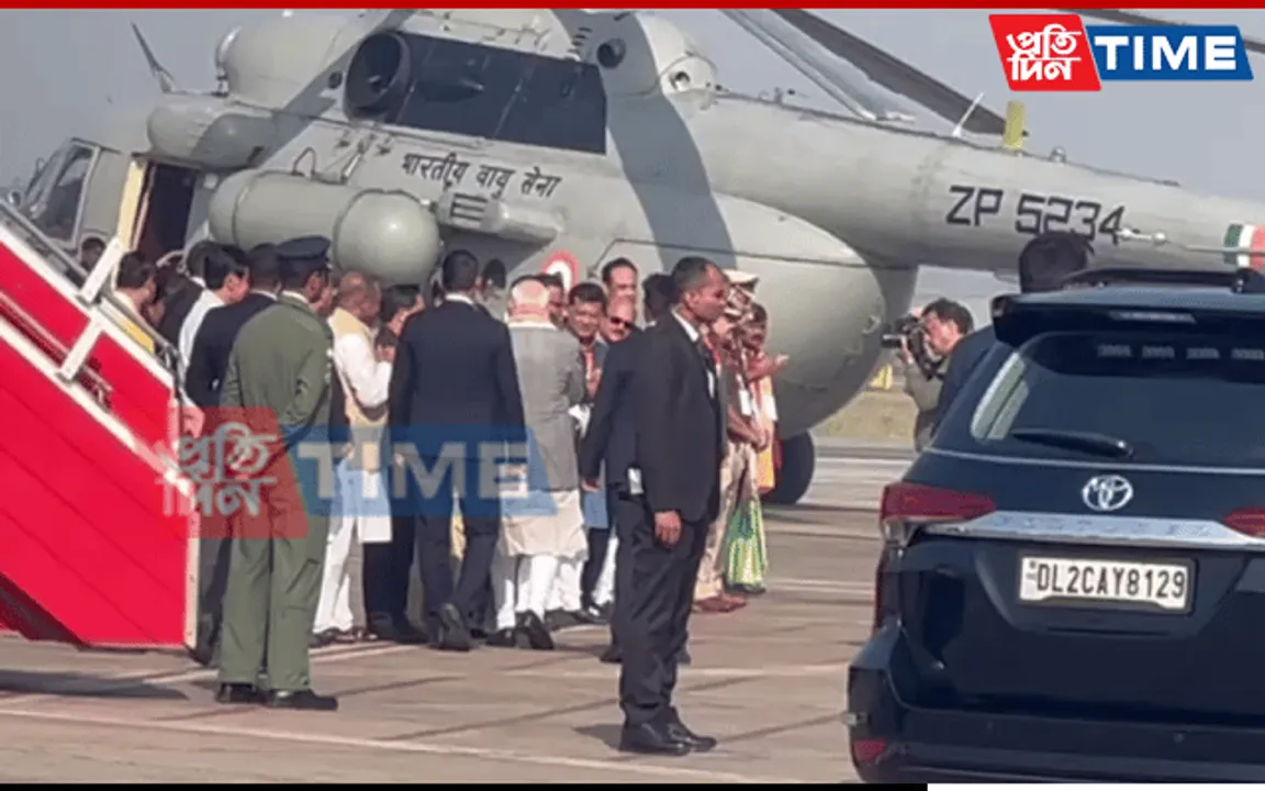 PM Modi Lands In Guwahati Ahead Of Shillong Visit