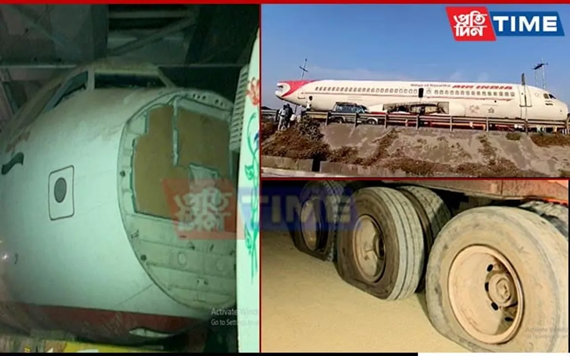 Guwahati: Scrapped Ex-Air India 320 Aircraft Stuck Under Overbridge Again During Transport