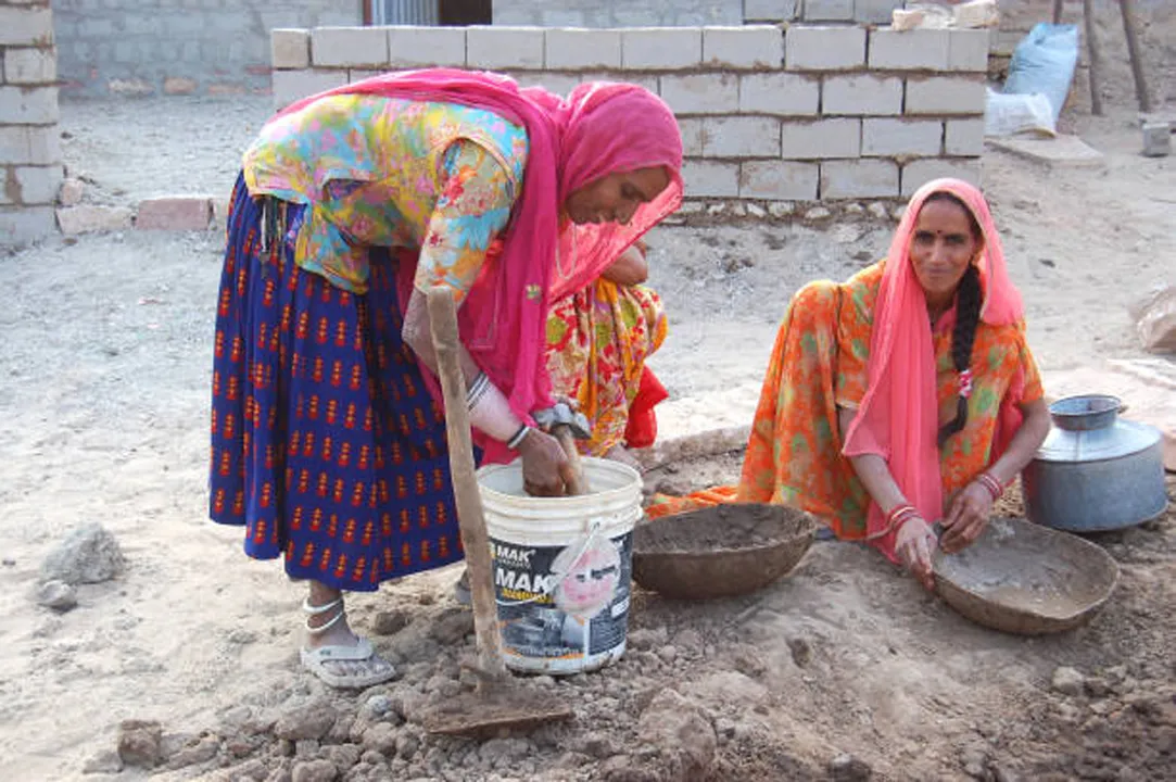 Women making bricks