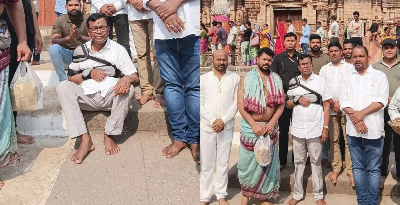  Photos of Odisha Congress president Bhakta Das on Lingaraj Temple premises sparks controversy