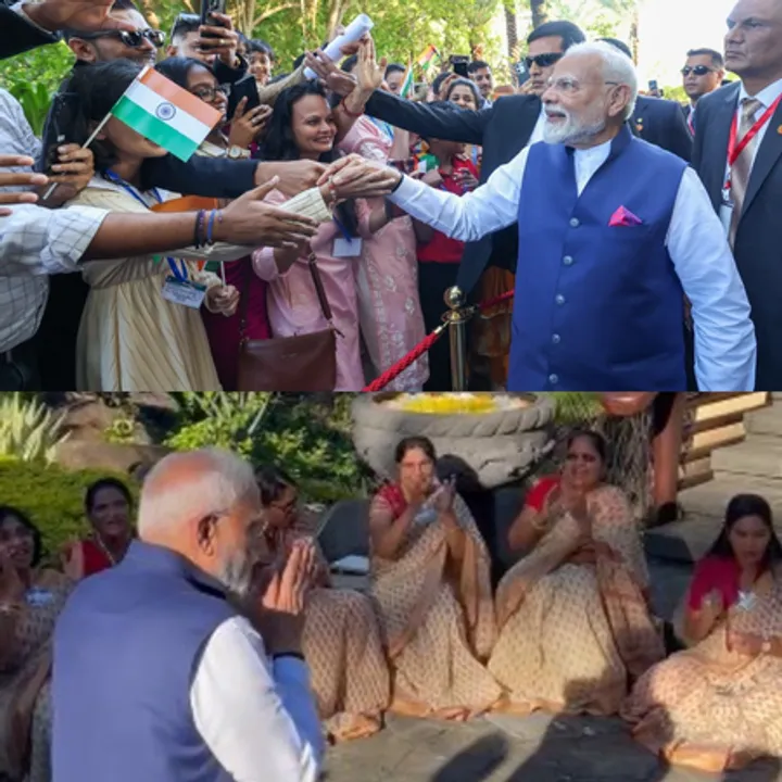  PM Modi welcomed with traditional Bihari 'Geet Gawai' in Mauritius