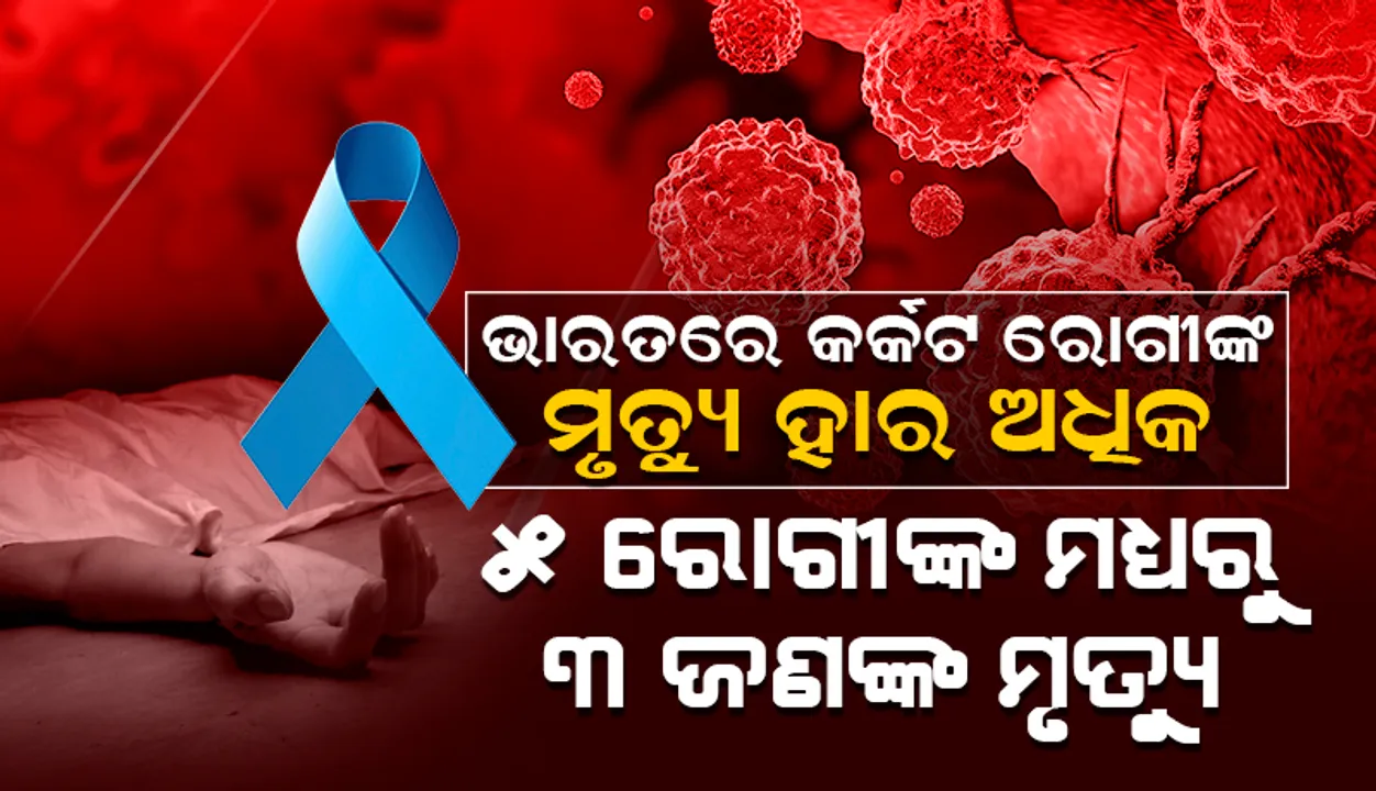  ଭାରତରେ କର୍କଟ ରୋଗୀଙ୍କ ମୃତ୍ୟୁ ହାର ଅଧିକ: ୫ ରୋଗୀଙ୍କ ମଧ୍ୟରୁ  ୩ ଜଣଙ୍କ ମୃତ୍ୟୁ