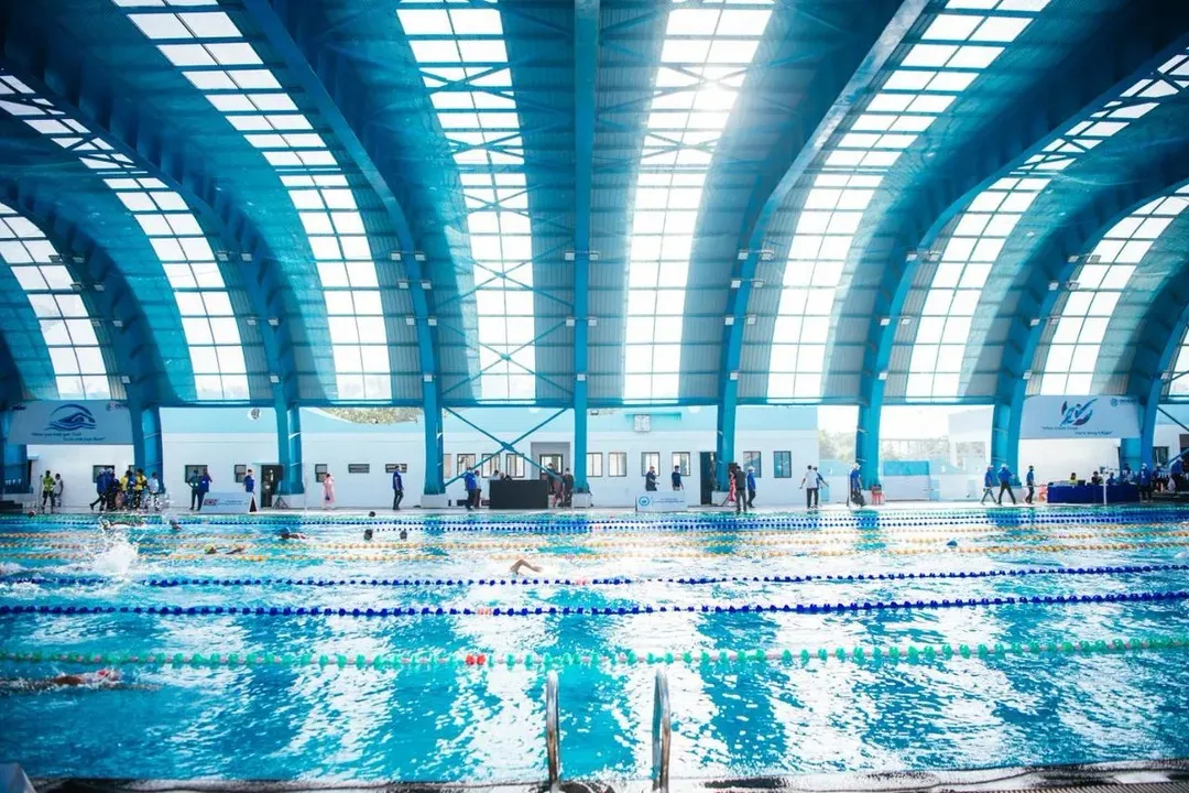  Swimming pool at Kalinga stadium.  Photograph: (Sambad ) 
