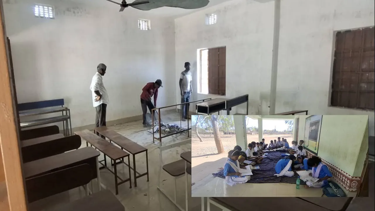 Plaster falls from classroom ceiling, students escape unharmed Photograph: (sambad.in) 