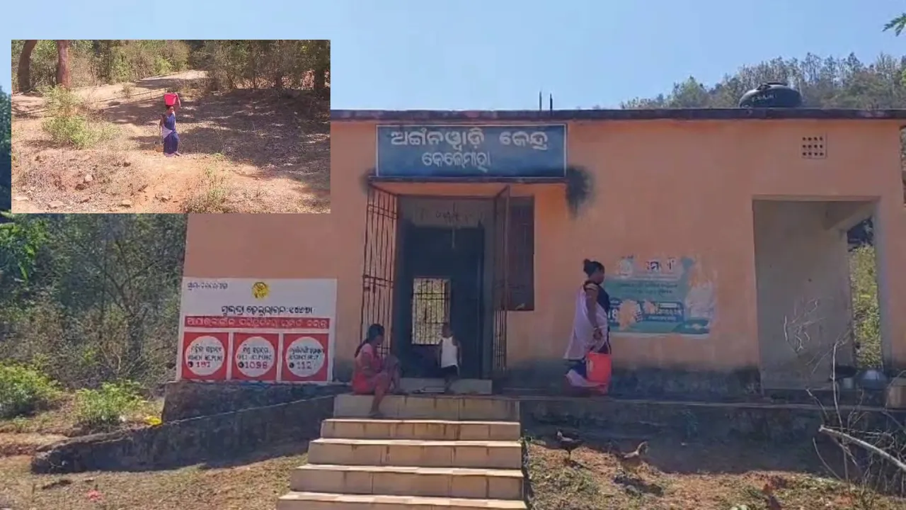  Water problem is serious in Kelemoha Anganwadi Center, only one tube well has been idle for many years Photograph: (sambad.in) 
