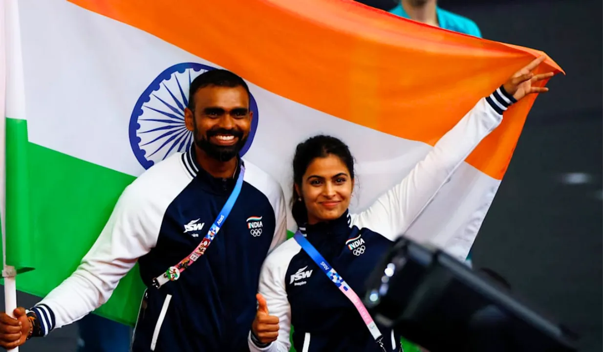 Indian Athletes, closing ceremony; credit: Reuters