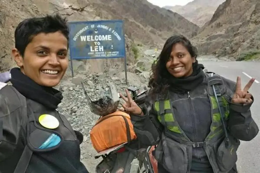 Two women two bikes