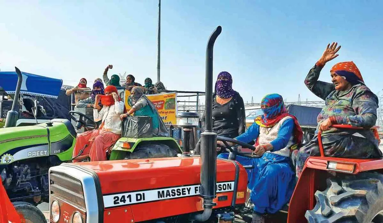 Farmers Protest Tractor Rally Women