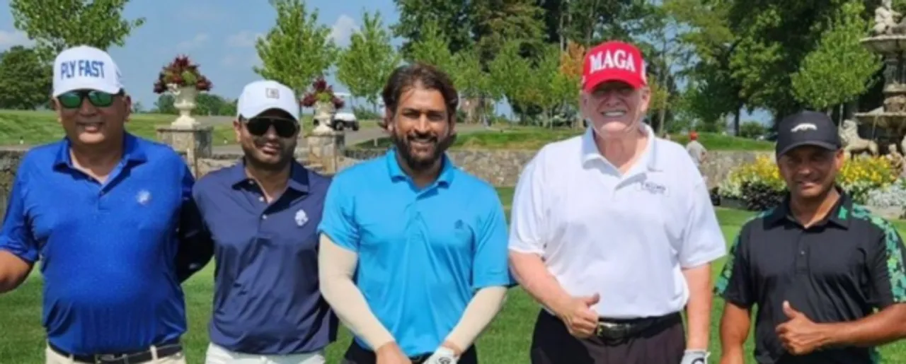 MS Dhoni and former US President Donald Trump in a Golf Game