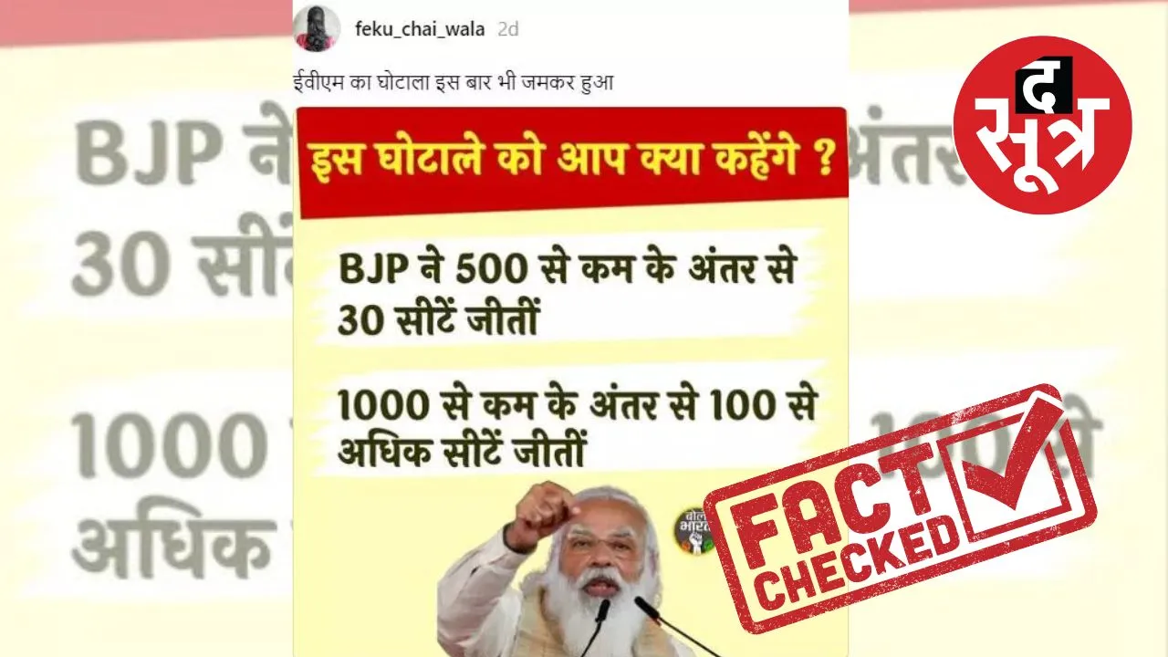 बीजेपी ने हजार के अंतर से जीती 100 सीटें