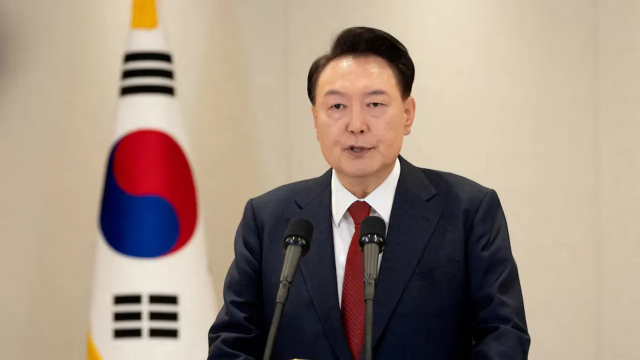  South Korean President Yoon Suk Yeol delivers an address to the nation at the Presidential Office in Seoul, South Korea, December 12, 2024.  Photograph: (Reuters) 