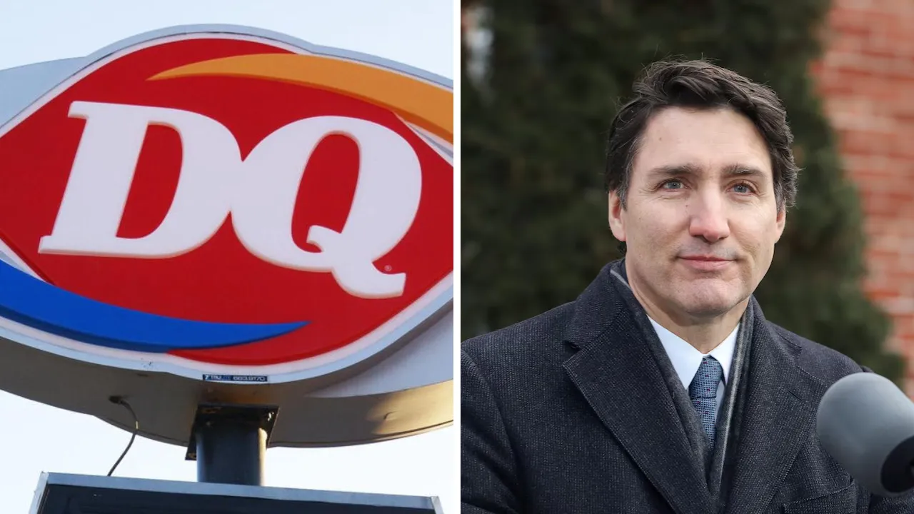  File photos of the Dairy Queen logo (left) and Justin Trudeau (right). Photograph: (Agencies) 