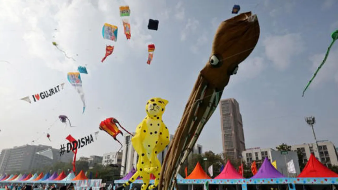International Kite Fest 2025 Gujarat CM Patel launches event, 143 flyers from 47 countries take