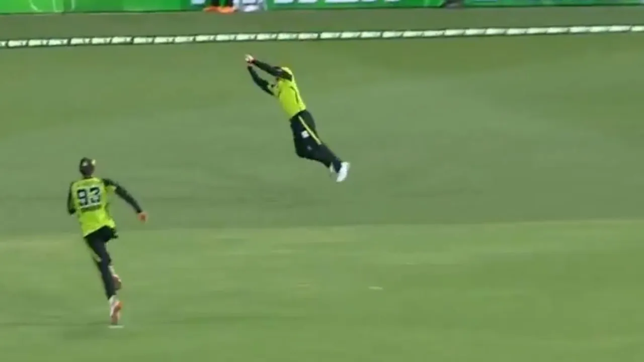 BBL, Sydney Thunder vs Perth Scorchers WATCH David Warner takes STUNNING catch
