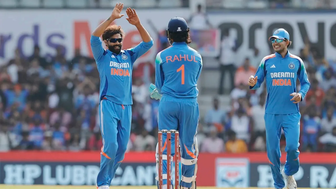  IND vs ENG, 1st ODI: Ravi Jadeja took 3/26 in Nagpur. Photograph: (BCCI) 