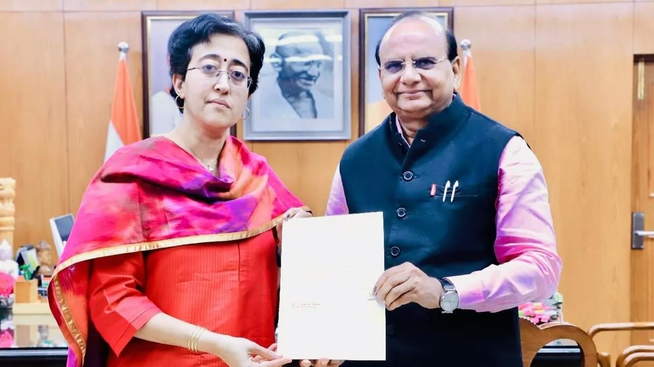  AAP leader Atishi tenders her resignation as Delhi CM to LG VK Saxena. Photograph: (ANI) 