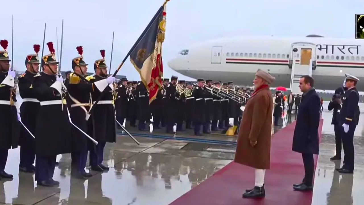  During his stay in Paris, PM Modi will jointly lead an AI Action Summit with French President Emmanuel Macron. The two leaders are also set to hold bilateral talks and meet with key business figures. Photograph: (ANI) 