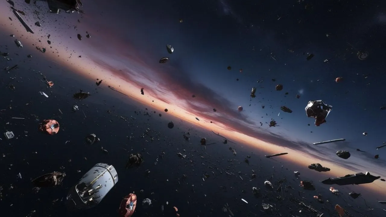  AI generated representative image of space debris. Photograph: (Canva) 