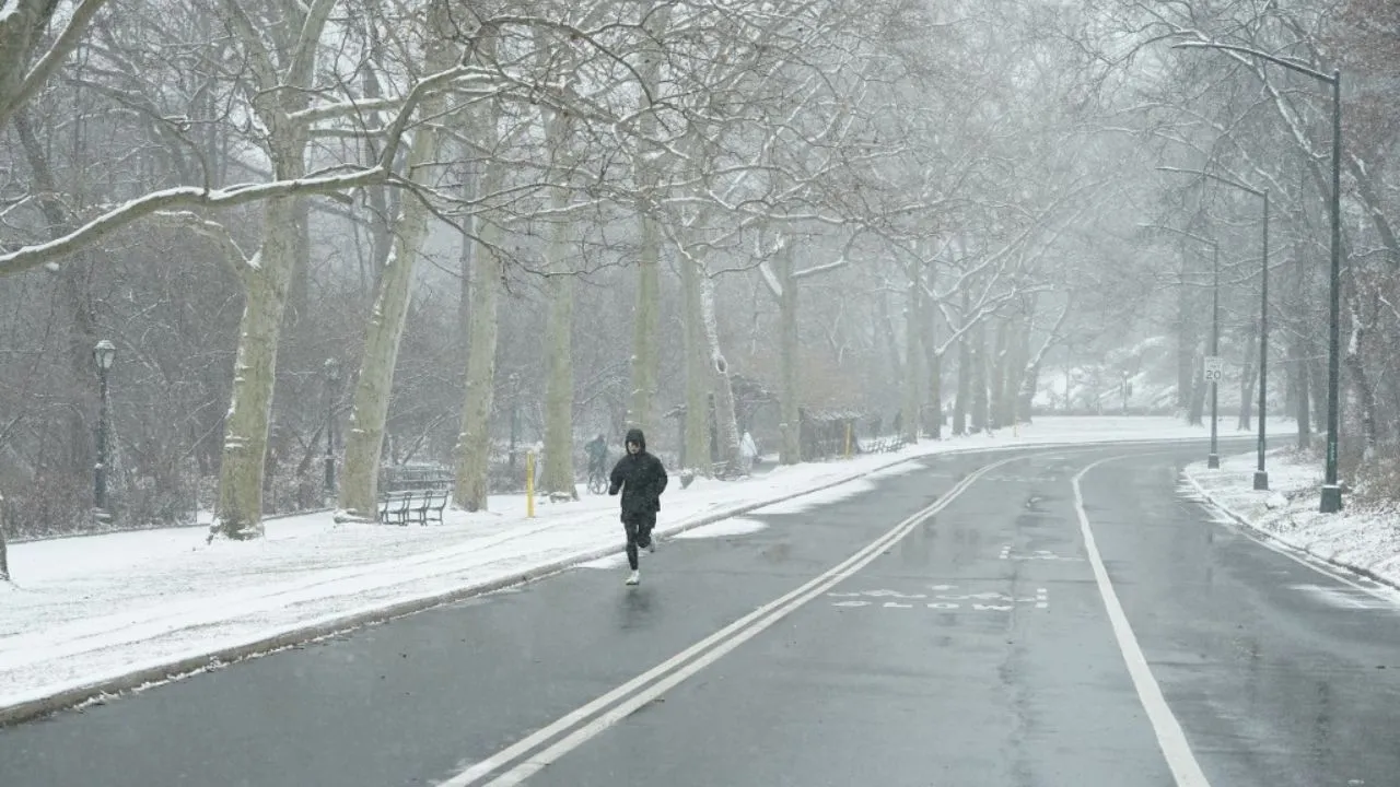  File photo: People run in the snow in Central Park January 6, 2025 in New York City as a major winter storm hits the Mid-Atlantic region. Photograph: (AFP) 