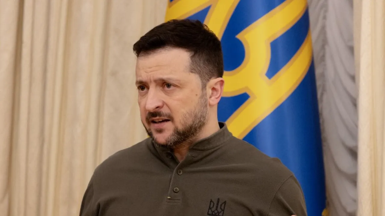  Ukraine's President Volodymyr Zelensky speaks during a joint press conference with the President of the European Investment Bank (EIB) in Kyiv on February 10, 2025, amid the Russian invasion of Ukraine. Photograph: (AFP) 