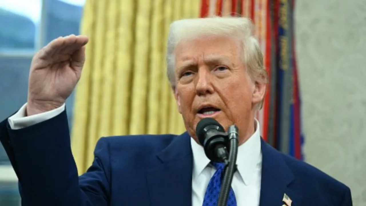  US President Donald Trump speaks after Tulsi Gabbard was sworn in as Director of National Intelligence (DNI) in the Oval Office of the White House in Washington, DC, on February 12, 2025.  Photograph: (AFP) 