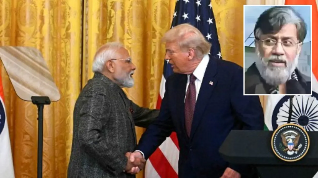  US President Donald Trump shakes hands with Indian Prime Minister Narendra Modi during a joint press conference in the East Room of the White House in Washington, DC, on February 13, 2025. Photograph: (AFP) 