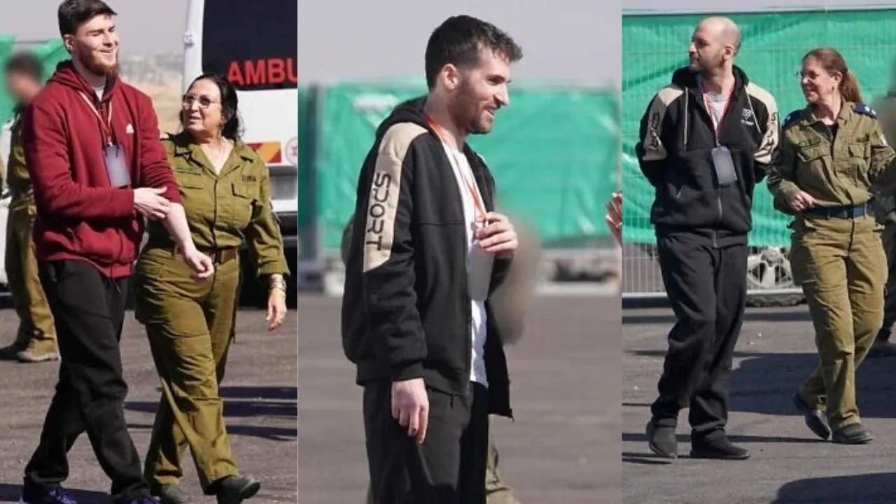  Freed Israeli hostages Sasha Troufanov, Sagui Dekel-Chen and Iair Horn  Photograph: (X/IDF) 