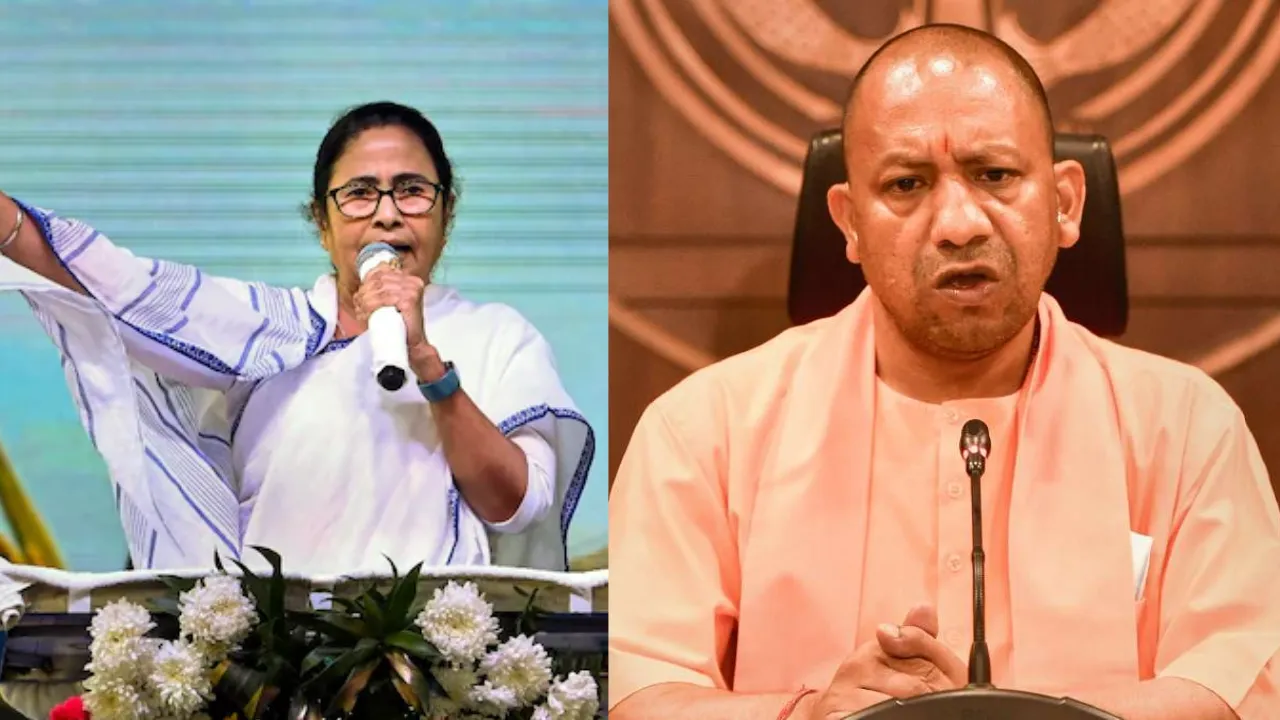  West Bengal Chief Minister Mamata Banerjee and Uttar Pradesh Chief Minister Yogi Adityanath Photograph: (PTI) 