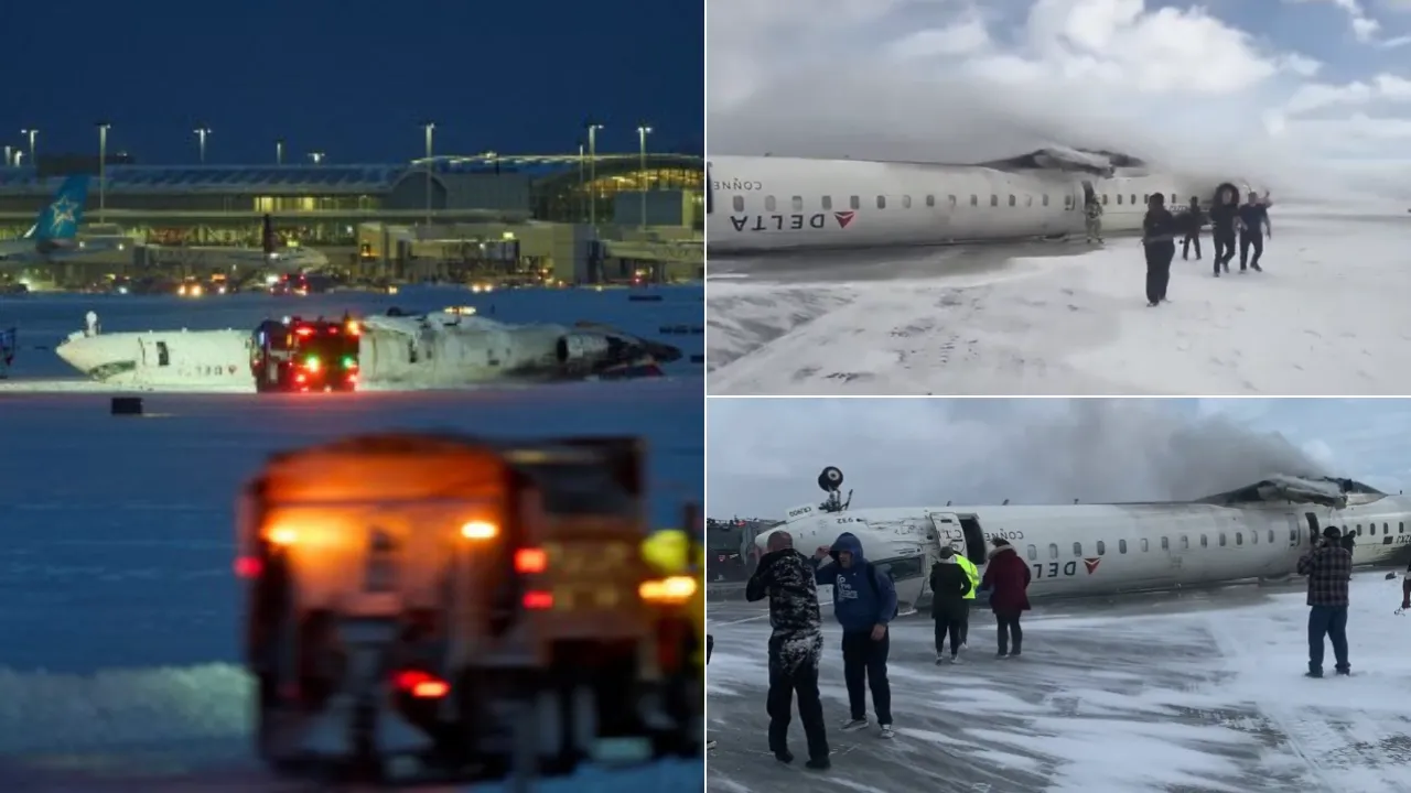  Delta plane crash. Photograph: (AFP and social media platform X. ) 