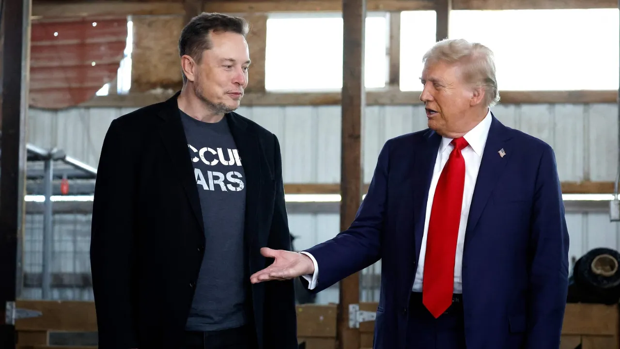  US President Donald Trump is all set to sign new executive orders on Tuesday (Feb 18) as his first ever joint interview with DOGE chief Elon Musk in Florida will be aired on prime time later in the day.  Photograph: (AFP) 