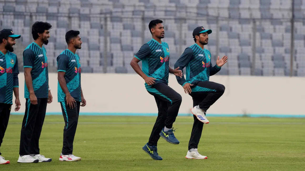  Bangladesh players take part in a training session Photograph: (X) 