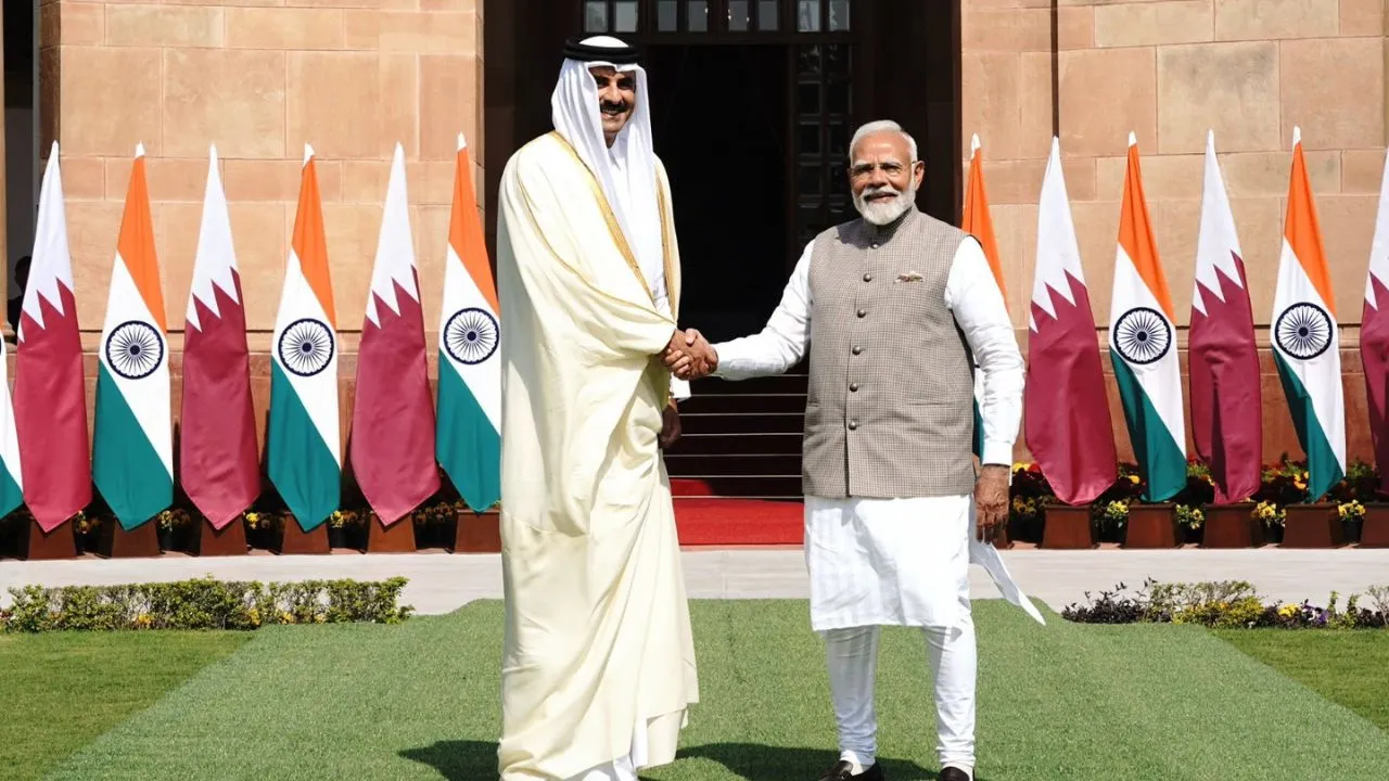  PM Modi hosts Qatar’s Amir Sheikh Tamim Bin Hamad Al Thani at Hyderabad House Photograph: (X) 