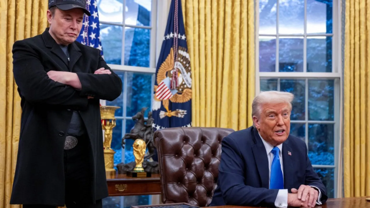  File Photo: Elon Musk listens as US President Donald Trump speaks in the Oval Office of the White House in Washington, DC, on February 11, 2025. Photograph: (AFP) 
