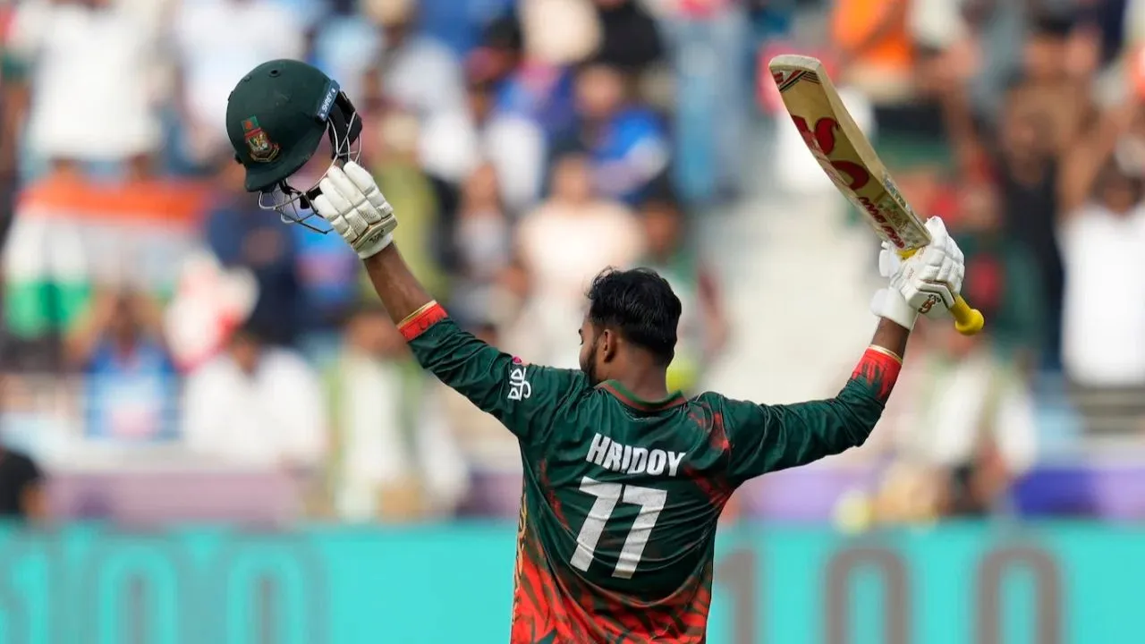  Champions Trophy 2025 Bangladesh’s Hridoy beats heat, cramps to hit maiden ODI ton against India Photograph: (Others) 