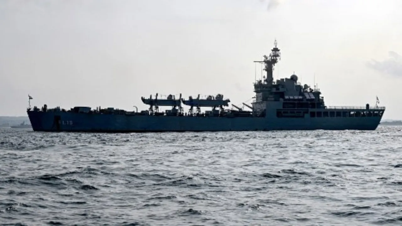  An Indian Navy ship. Photograph: (AFP) 