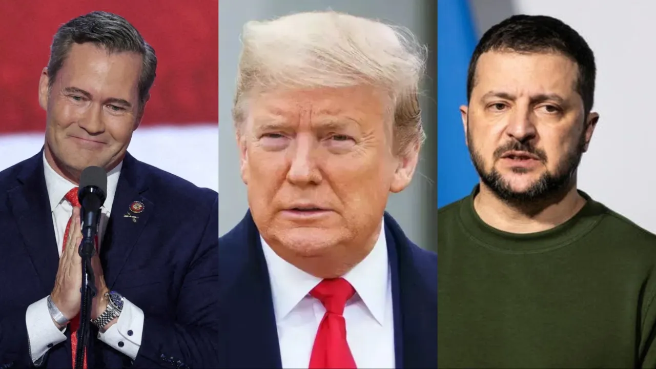  US security adviser Mike Waltz, President Donald Trump and Ukrainian President Volodymyr Zelenskyy Photograph: (Reuters) 