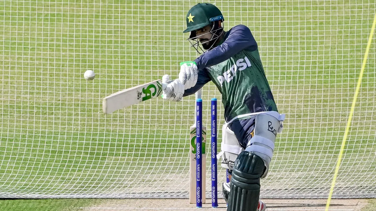  Champions Trophy 2025 Babar Azam grinds hard in extended net session ahead of India match Photograph: (AFP) 