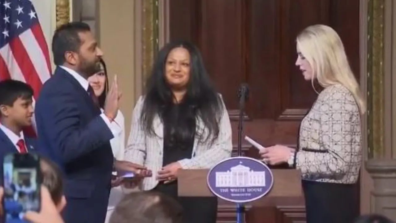  India-origin Kashyap 'Kash' Patel took oath as the Director of Federal Bureau of Investigation (FBI) on Hindu holy book Bhagavad Gita on Saturday (Feb 22).  Photograph: (AFP) 