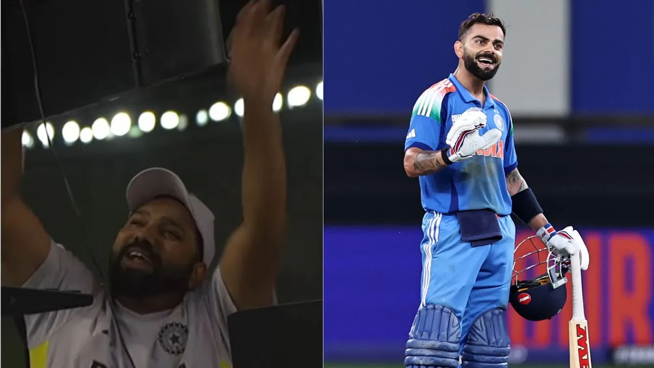  Champions Trophy, IND vs PAK: Rohit wanted a six but Kohli hits a four and does a SKY Photograph: (Screenshot (BCCI Instagram)- AFP) 