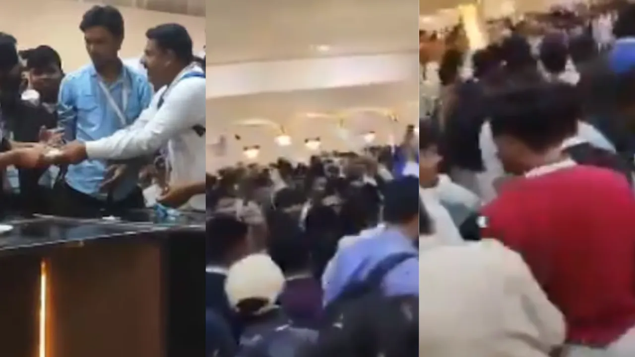  Chaos over food plates at MP Investor Summit; videos go viral Photograph: (X: @shubhshaurya1 , Screen grab ) 