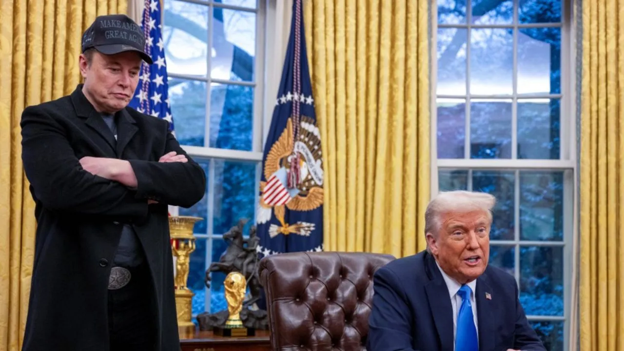  Elon Musk listens as US President Donald Trump speaks in the Oval Office of the White House in Washington, DC, on February 11, 2025.  Photograph: (AFP) 
