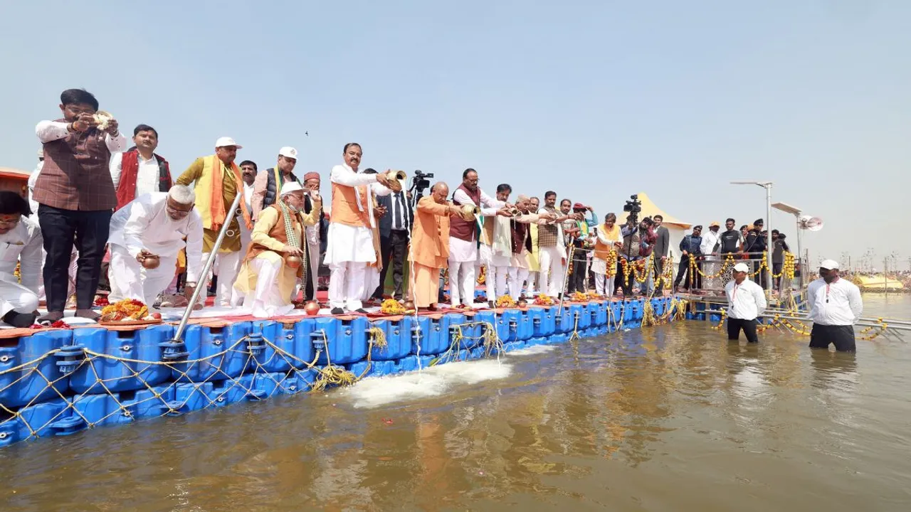  UP CM Yogi attributes Maha Kumbh success to PM Modi; 'over 66 crore devotees took dip in Triveni' Photograph: (X) 