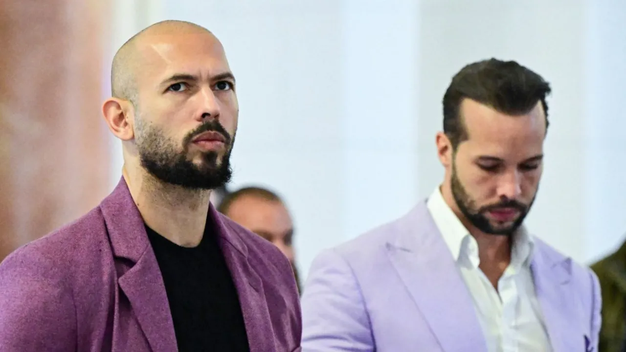  In this file photo taken on December 10, 2024, British-US former professional kickboxer and controversial influencer Andrew Tate (L) and his brother Tristan Tate are pictured inside The Court of Appeal in Bucharest, Romania. Photograph: (AFP) 