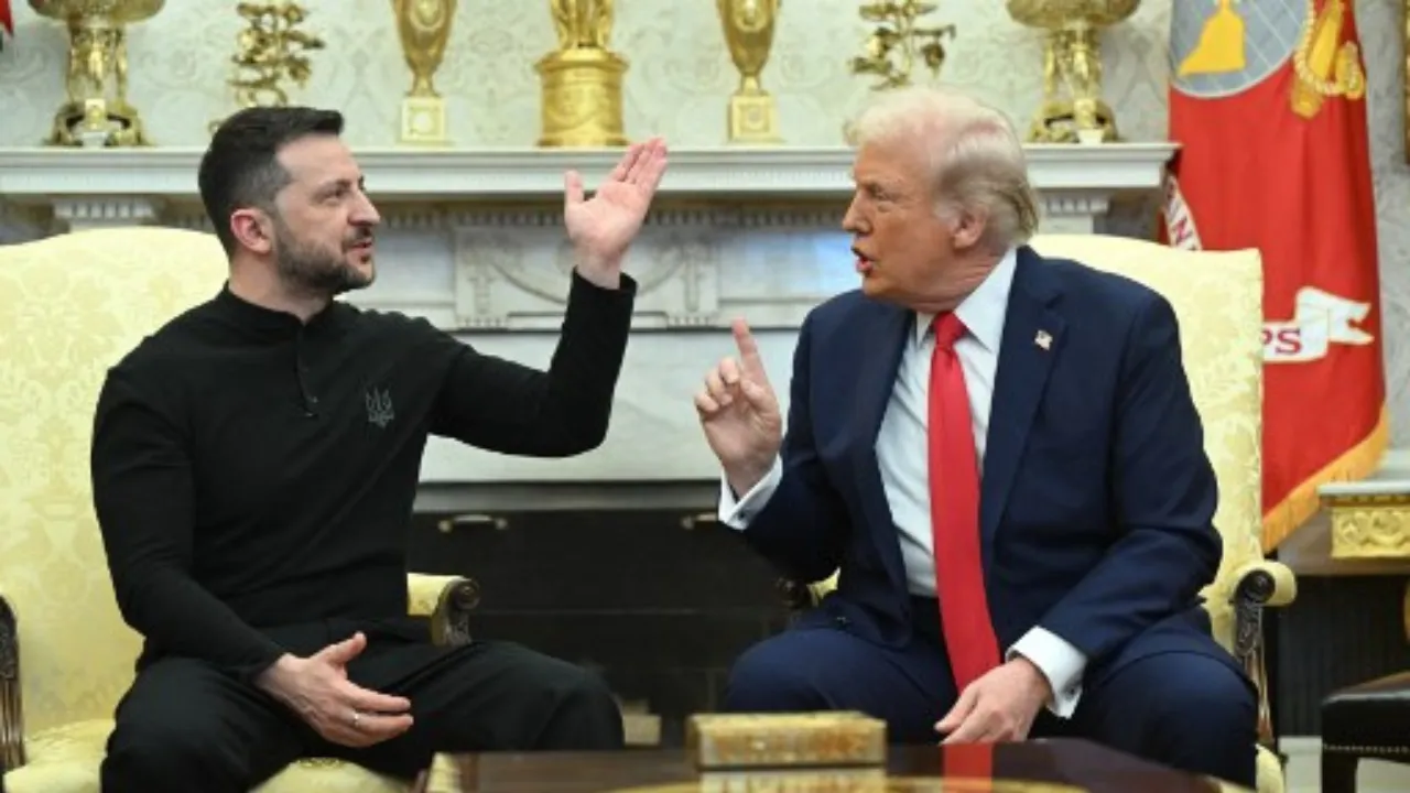  US President Donald Trump and Ukraine's President Volodymyr Zelensky meet in the Oval Office of the White House in Washington, DC, February 28, 2025.  Photograph: (AFP) 