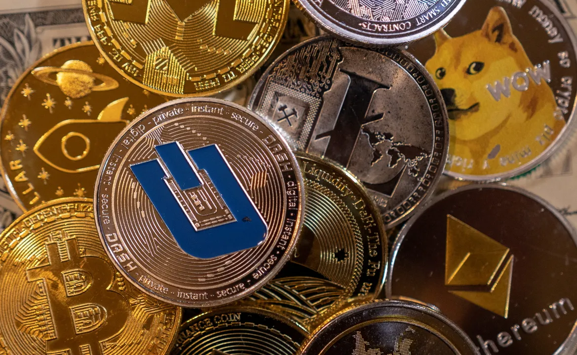  Representations of virtual cryptocurrencies Photograph: (Reuters) 