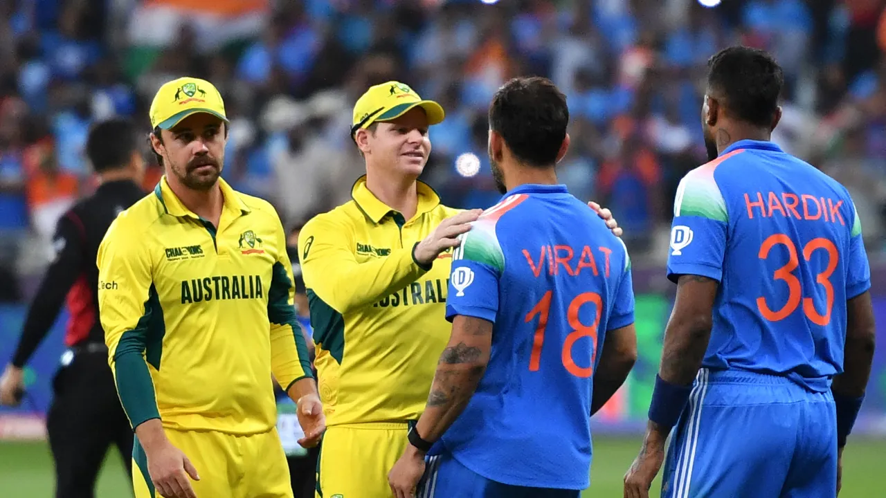  Steve Smith and Virat Kohli after the match Photograph: (AFP) 