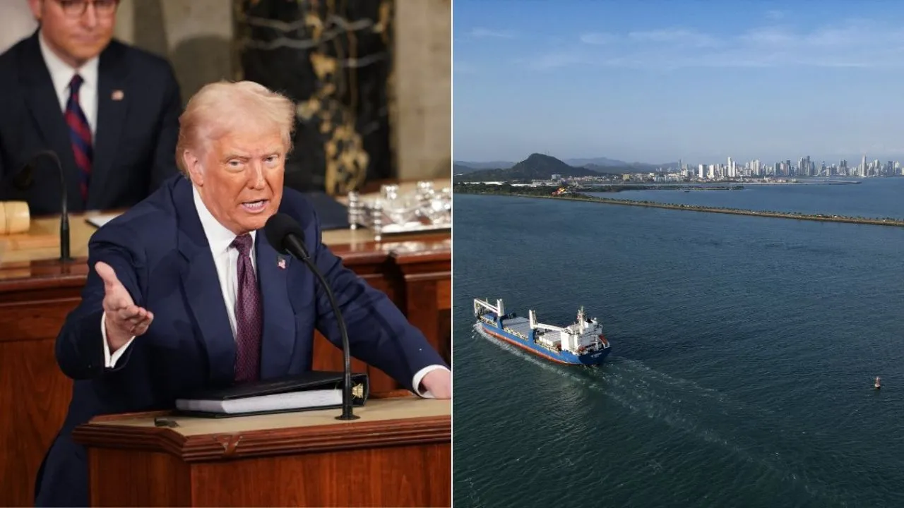  “The Panama Canal was built by Americans, for Americans, not for others but others could use it,” Trump said in the US Capitol. He added that it had been “built at tremendous cost of American blood and treasure.” Photograph: (AFP) 