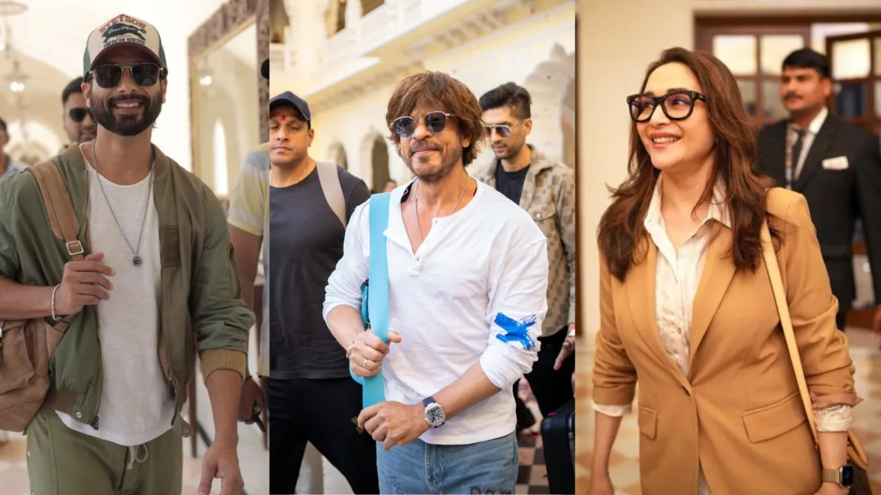  Shahid Kapoor, Shah Rukh Khan and Madhuri Dixit Photograph: (X/@IIFA) 