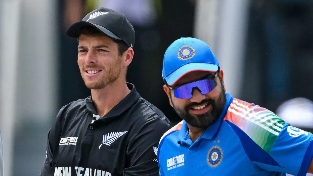  Rohit Sharma at the toss Photograph: (AFP) 