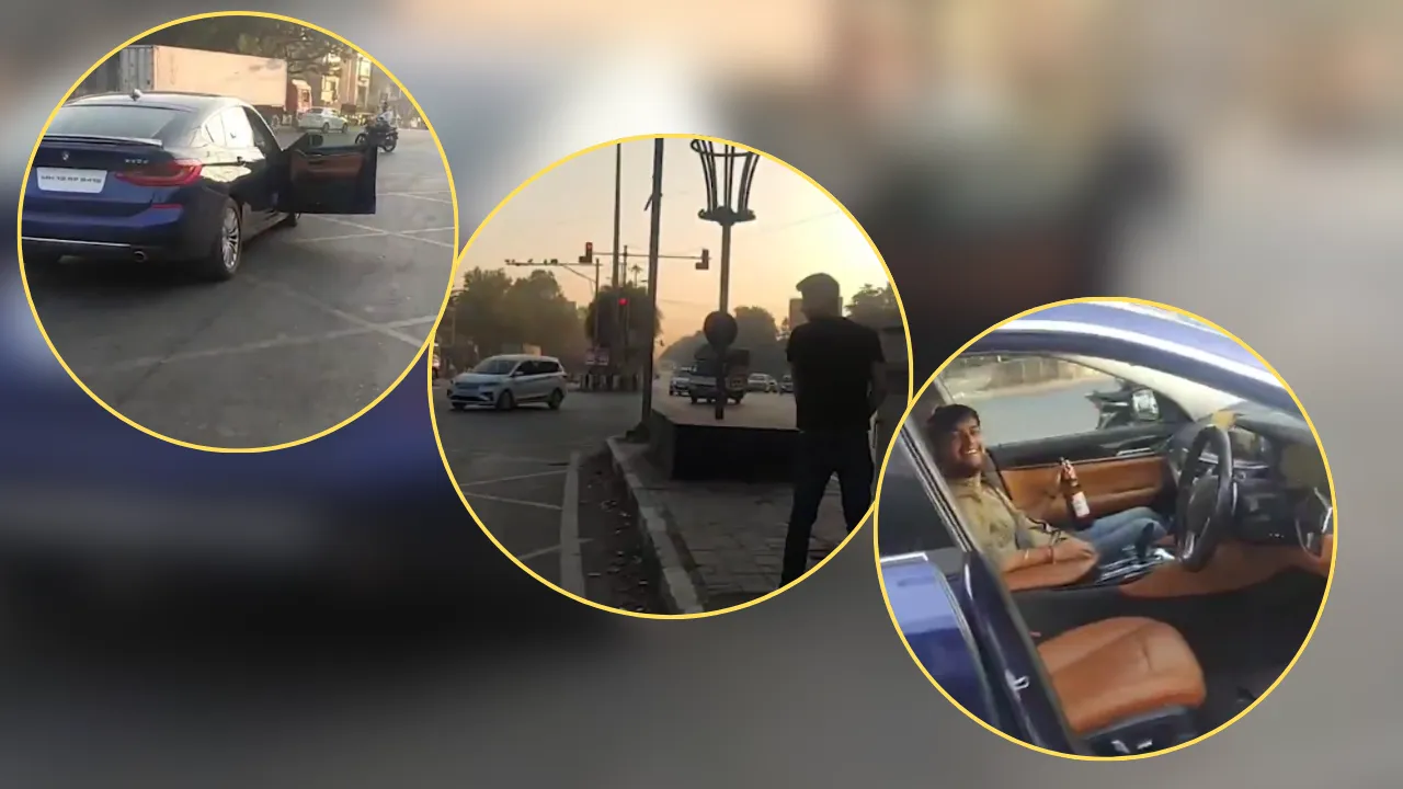  A man in India's Pune was seen stepping out of his luxury car, urinating in public and later flashing the passersby, including women, on Saturday (March 8). Photograph: (Wion Web Team ) 